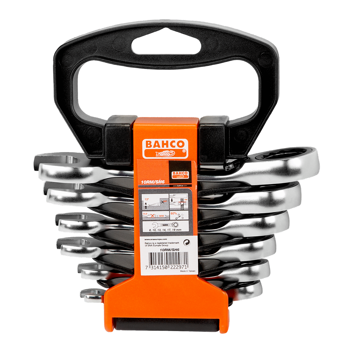 BAHCO 10RM/SH6 Stubby Combination Ratcheting Wrench Set - Premium Stubby Combination Ratcheting Wrench Set from BAHCO - Shop now at Yew Aik.