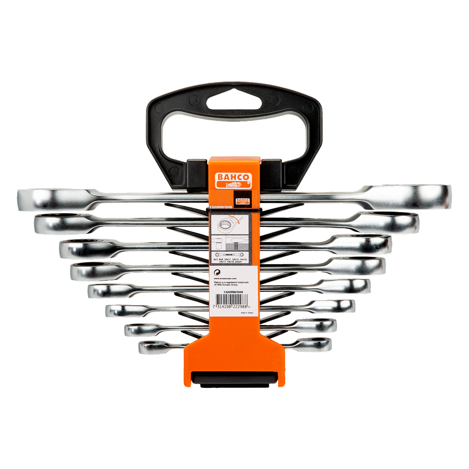 BAHCO 1320RM/SH8 Metric Ratcheting Ring Wrench Set (BAHCO Tools) - Premium Ratcheting Ring Wrench Set from BAHCO - Shop now at Yew Aik.