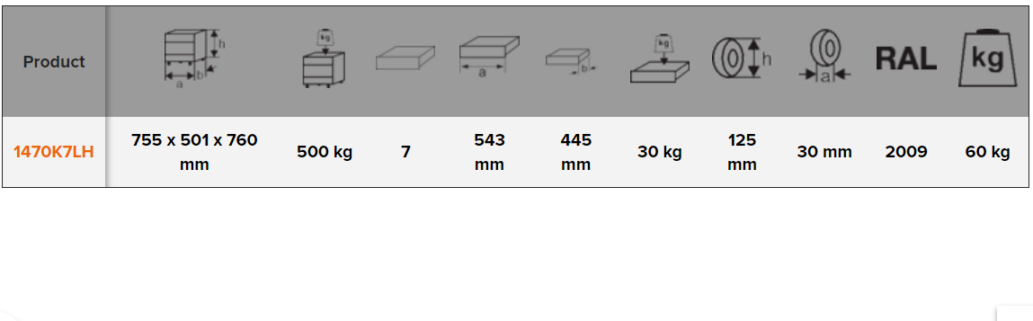 BAHCO 1470K7LH 26” Low Height Tool Trolleys with 7 Drawers - Premium Tool Trolley from BAHCO - Shop now at Yew Aik.