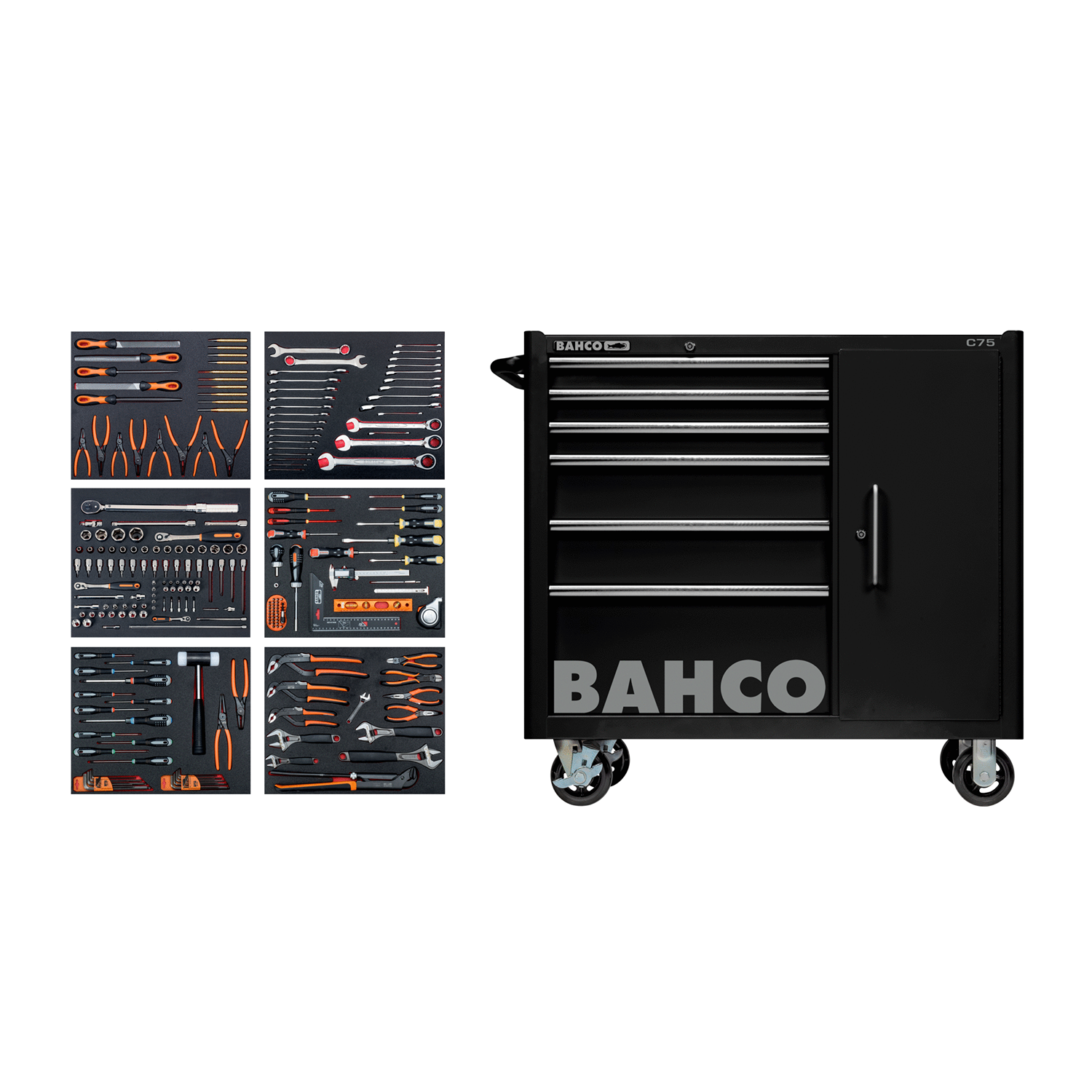 BAHCO 1475KXL6CBK-FF5 Tool Trolley General Purpose Tool Kit - Premium Tool Kit from BAHCO - Shop now at Yew Aik.