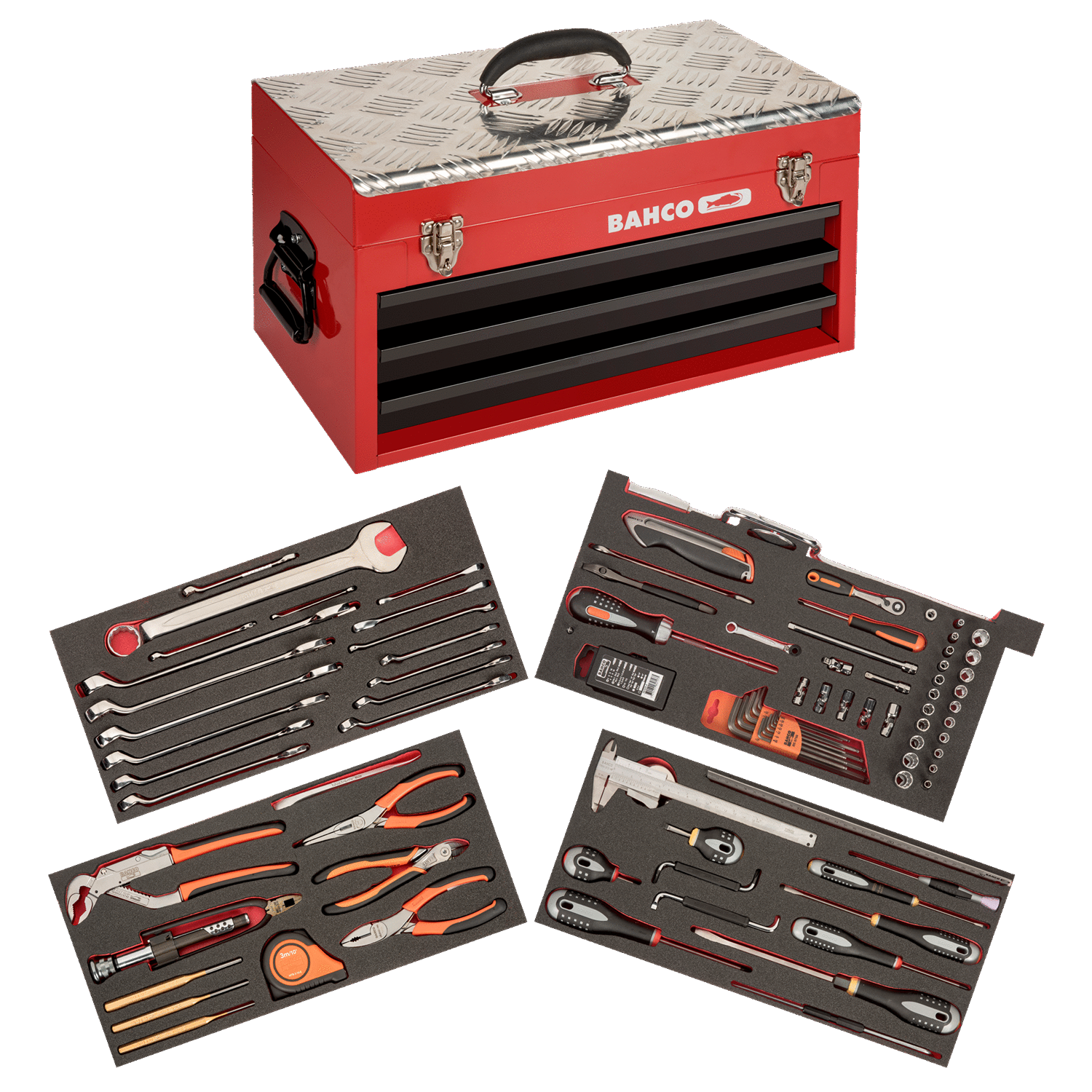 BAHCO 1483KHD3RB-FF7 Metallic Tool Box Aviation Tool Kit 124 pcs - Premium Tool Kit from BAHCO - Shop now at Yew Aik.