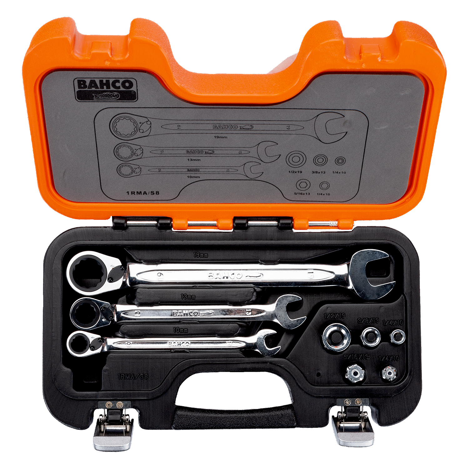 BAHCO 1RMA/S8 Combination Ratcheting Wrench and Adaptors Set - Premium Adaptors Set from BAHCO - Shop now at Yew Aik.