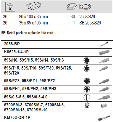 BAHCO 2058/S26 1/4" Standard Bit And Socket Set For Head Screw - Premium Socket Set from BAHCO - Shop now at Yew Aik.
