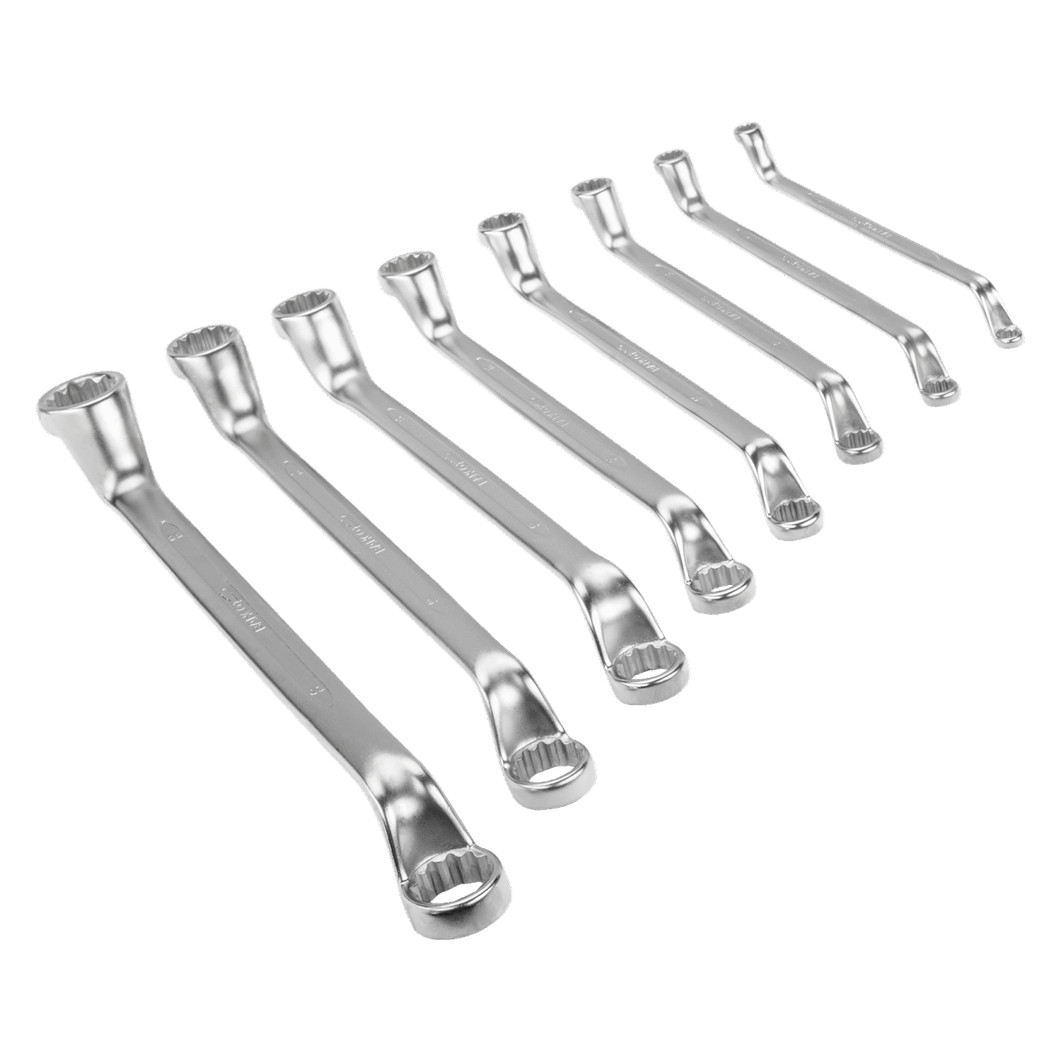 BAHCO 2M/S8 Metric Deep Offset Double Ring Ended Wrench Set 8 Pcs - Premium Offset Double Ring Ended Wrench Set from BAHCO - Shop now at Yew Aik.