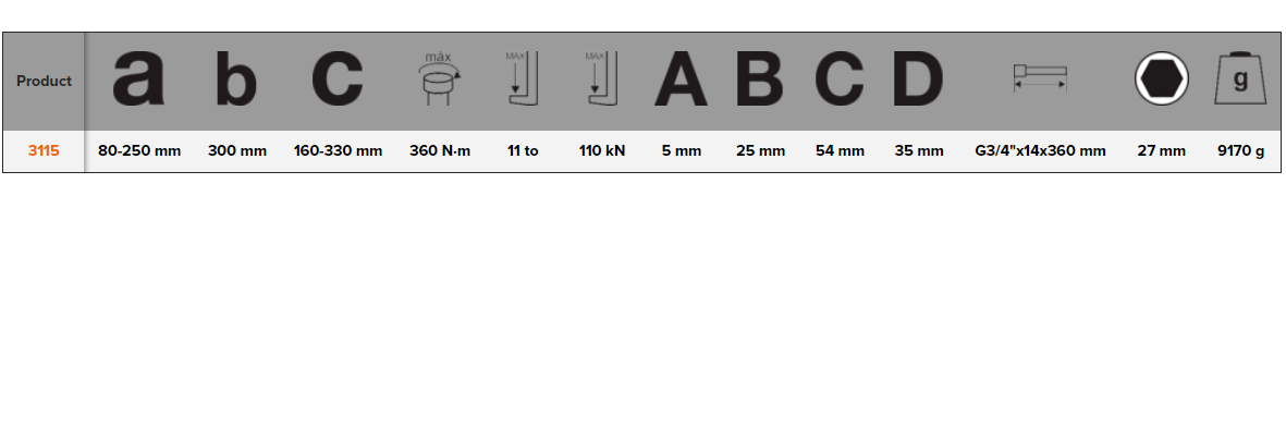 BAHCO 3115 2-Arm Universal Puller with Long Arms/Spindle - Premium 2-Arm Universal Puller from BAHCO - Shop now at Yew Aik.