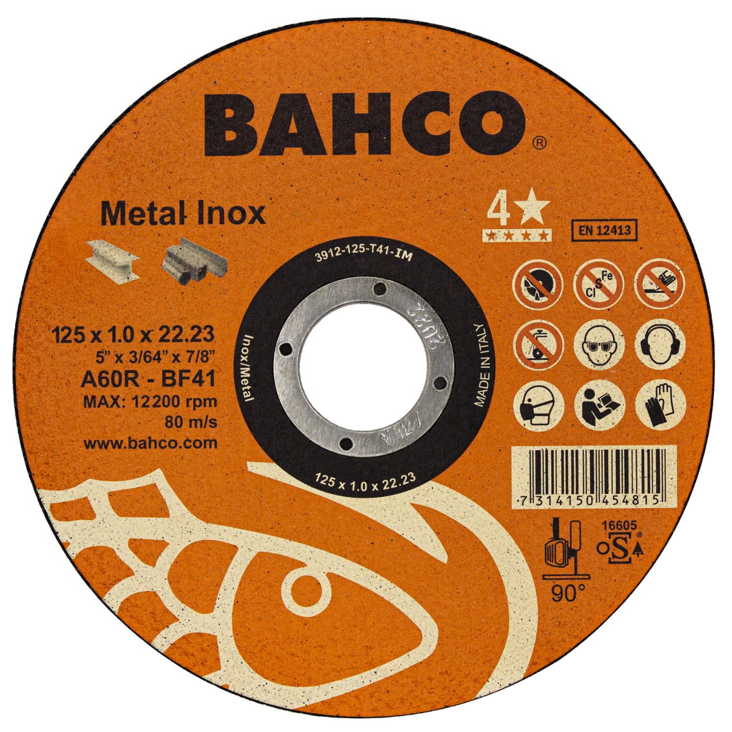 BAHCO 391-T42_M High-Performance Abrasive Cutting Disc For Metal - Premium Abrasive Cutting Disc from BAHCO - Shop now at Yew Aik.