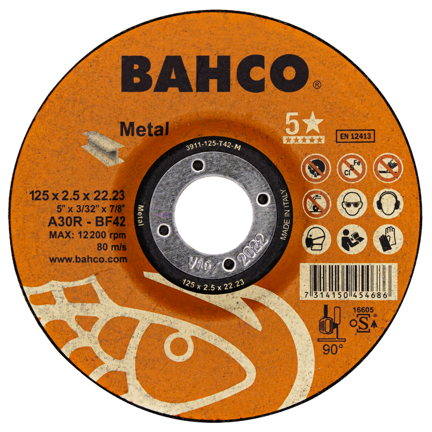BAHCO 391-T42_M High-Performance Abrasive Cutting Disc For Metal - Premium Abrasive Cutting Disc from BAHCO - Shop now at Yew Aik.