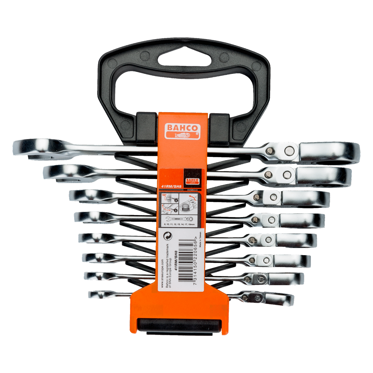 BAHCO 41RM/SH8 Metric Swivel Combination Ratcheting Wrench Set - Premium Combination Ratcheting Wrench Set from BAHCO - Shop now at Yew Aik.