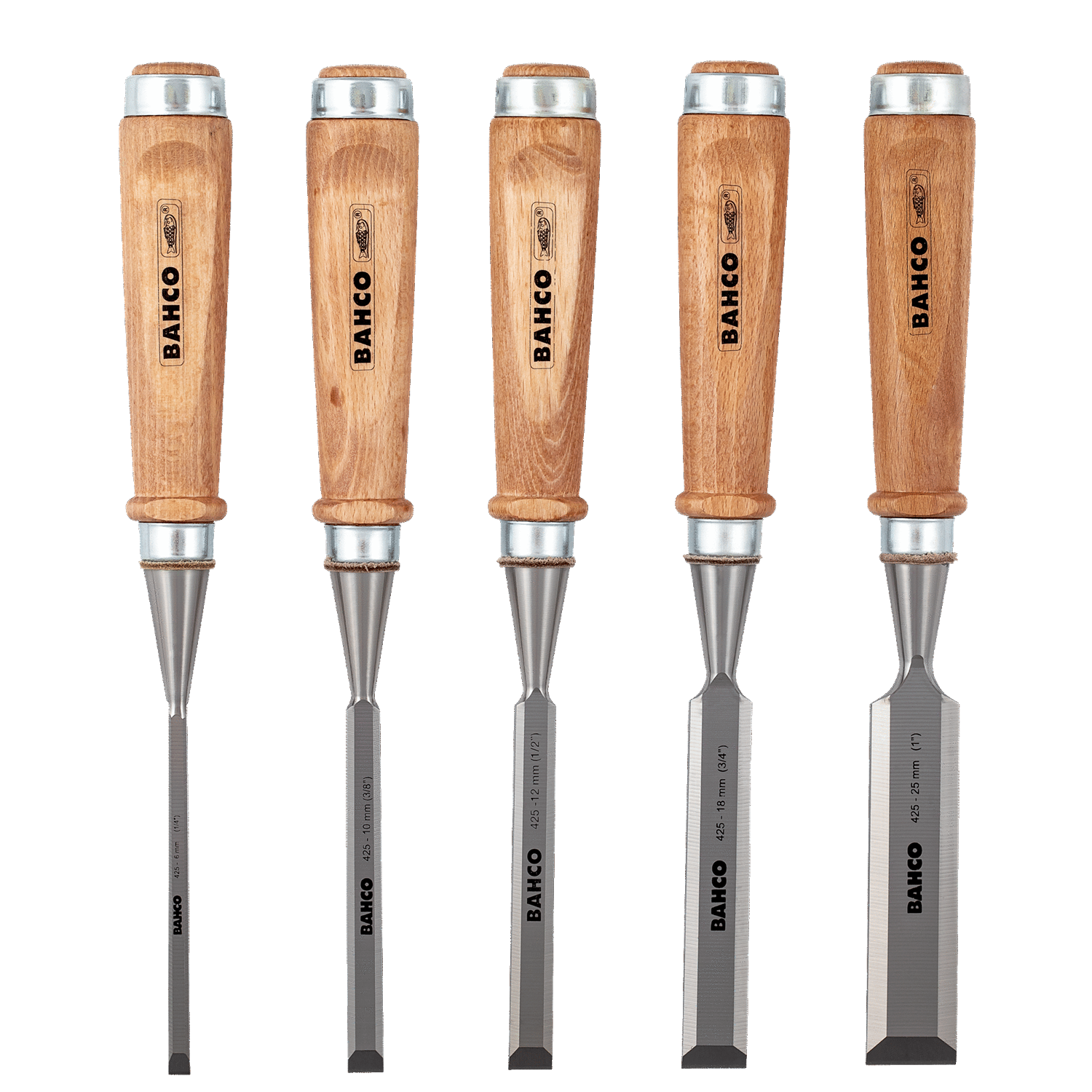 BAHCO 425-082 Chisel Set With Wooden Handle - 5 Pcs/Cardboard Box - Premium Chisel Set from BAHCO - Shop now at Yew Aik.