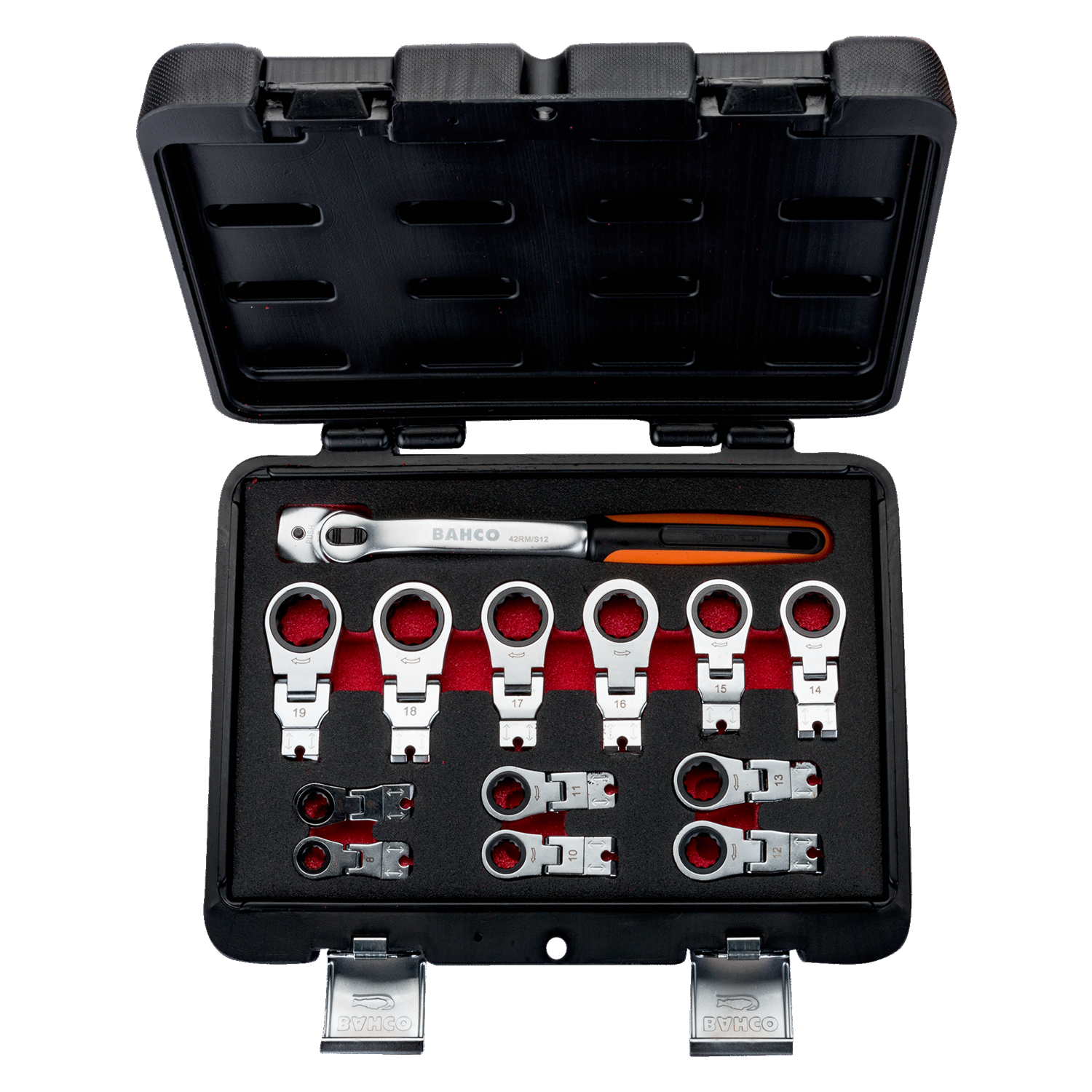 BAHCO 42RM/S12 Adjustable Ratcheting Ring Wrench Set - Premium Ratcheting Ring Wrench Set from BAHCO - Shop now at Yew Aik.