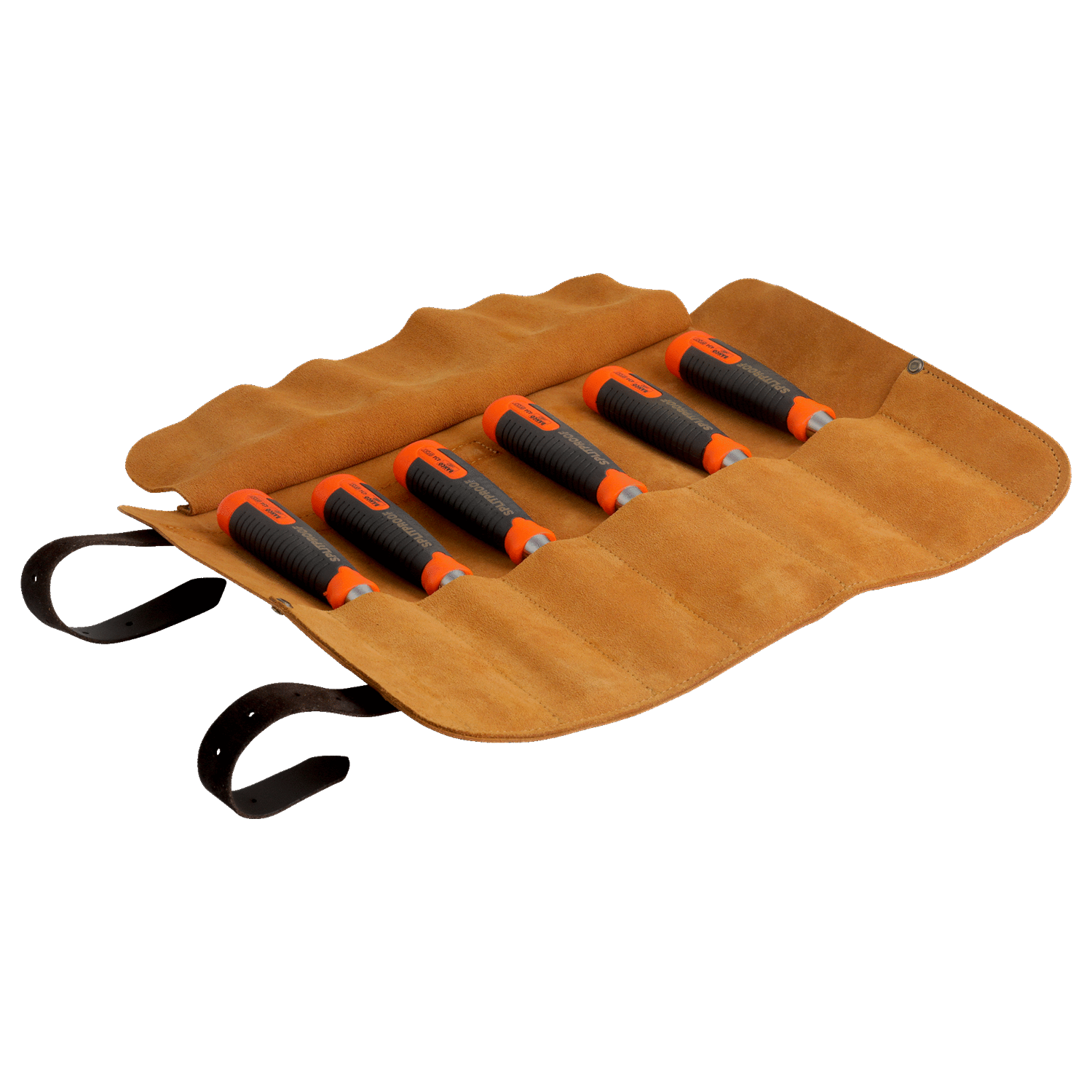 BAHCO 434-S6-LR 6 pcs ERGO Splitproof Chisel Set In Leather Roll - Premium Chisel Set from BAHCO - Shop now at Yew Aik.