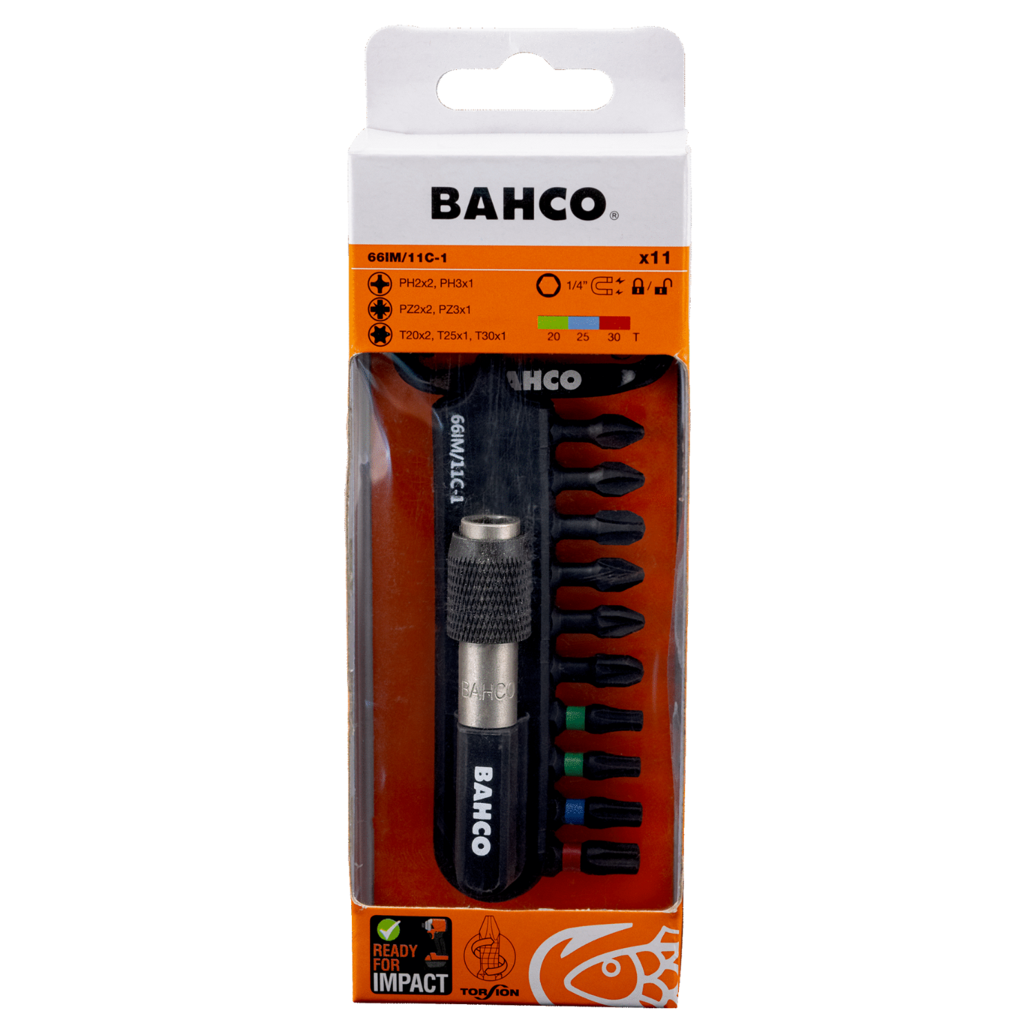 BAHCO 66IM/11C-1 1/4" Heavy-Duty Torsion Screwdriver Bit Set - Premium Screwdriver Bit Set from BAHCO - Shop now at Yew Aik.