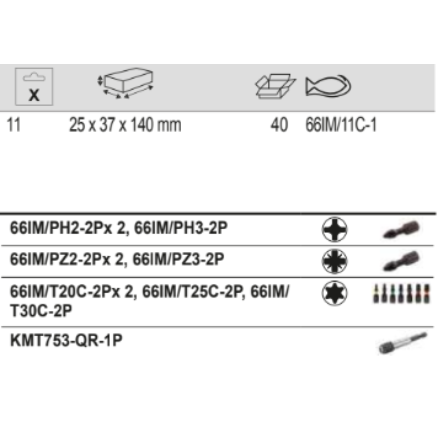 BAHCO 66IM/11C-1 1/4" Heavy-Duty Torsion Screwdriver Bit Set - Premium Screwdriver Bit Set from BAHCO - Shop now at Yew Aik.