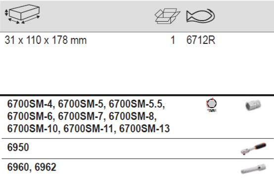 BAHCO 6712R 1/4” SQUARE DRIVE SOCKET SET PEAR HEAD RATCHET - Premium Socket Set from BAHCO - Shop now at Yew Aik.