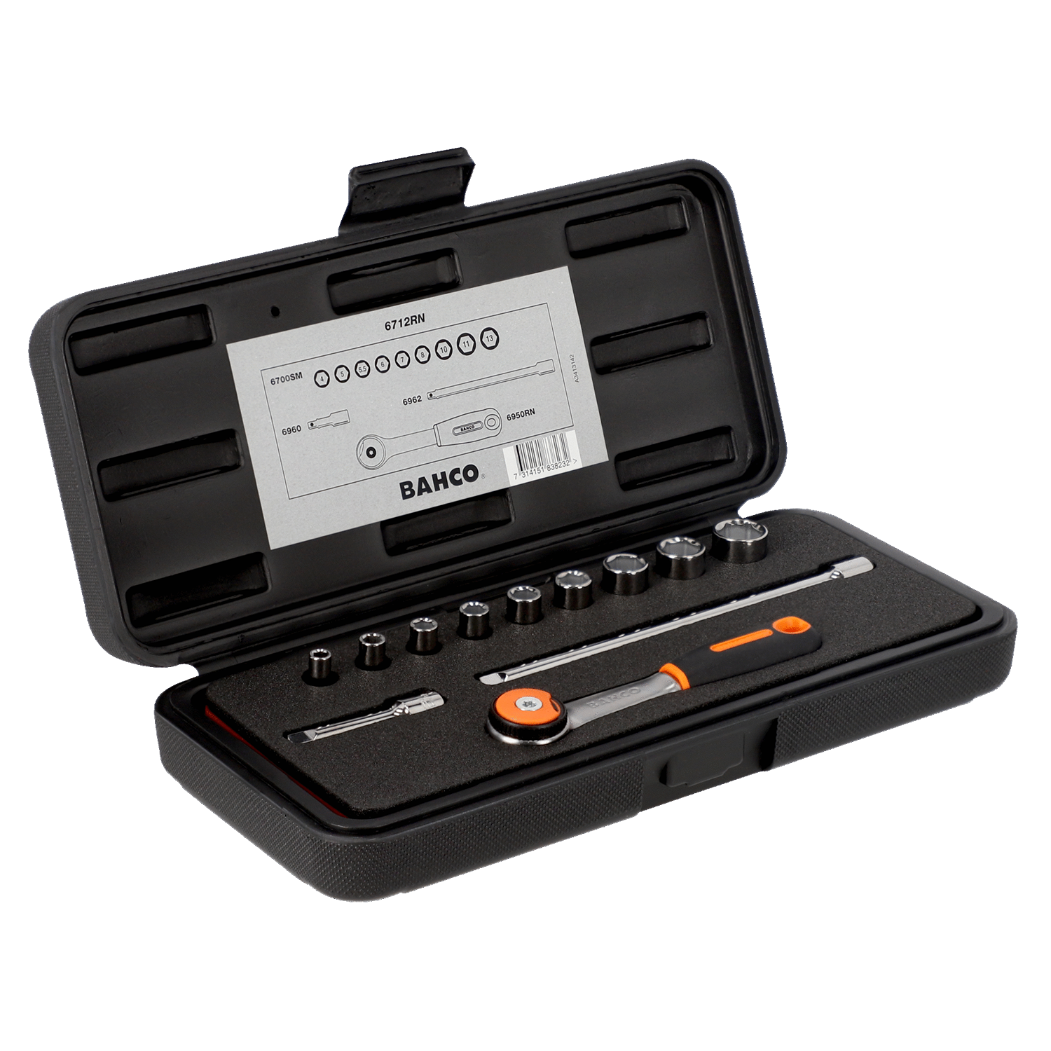 BAHCO 6712RN 1/4” Square Drive Socket Set Round Head Ratchet - Premium Socket Set from BAHCO - Shop now at Yew Aik.