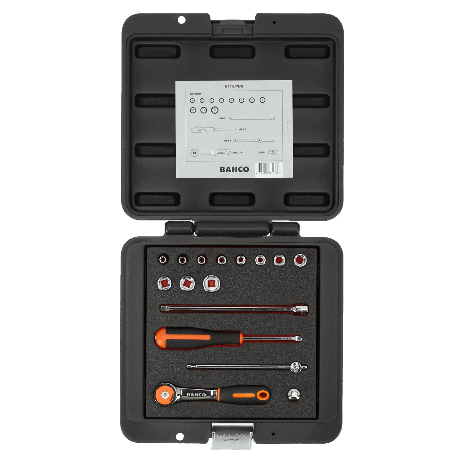 BAHCO 6715MGS 1/4” Square Drive Socket Set With Extension Bars - Premium Socket Set from BAHCO - Shop now at Yew Aik.