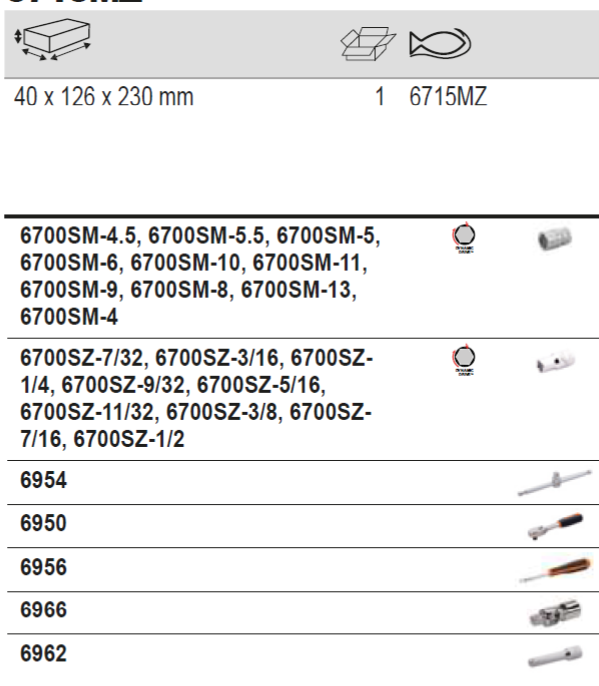 BAHCO 6715MZ 1/4” Square Drive Socket Set Pear Head Ratchet - Premium Socket Set from BAHCO - Shop now at Yew Aik.