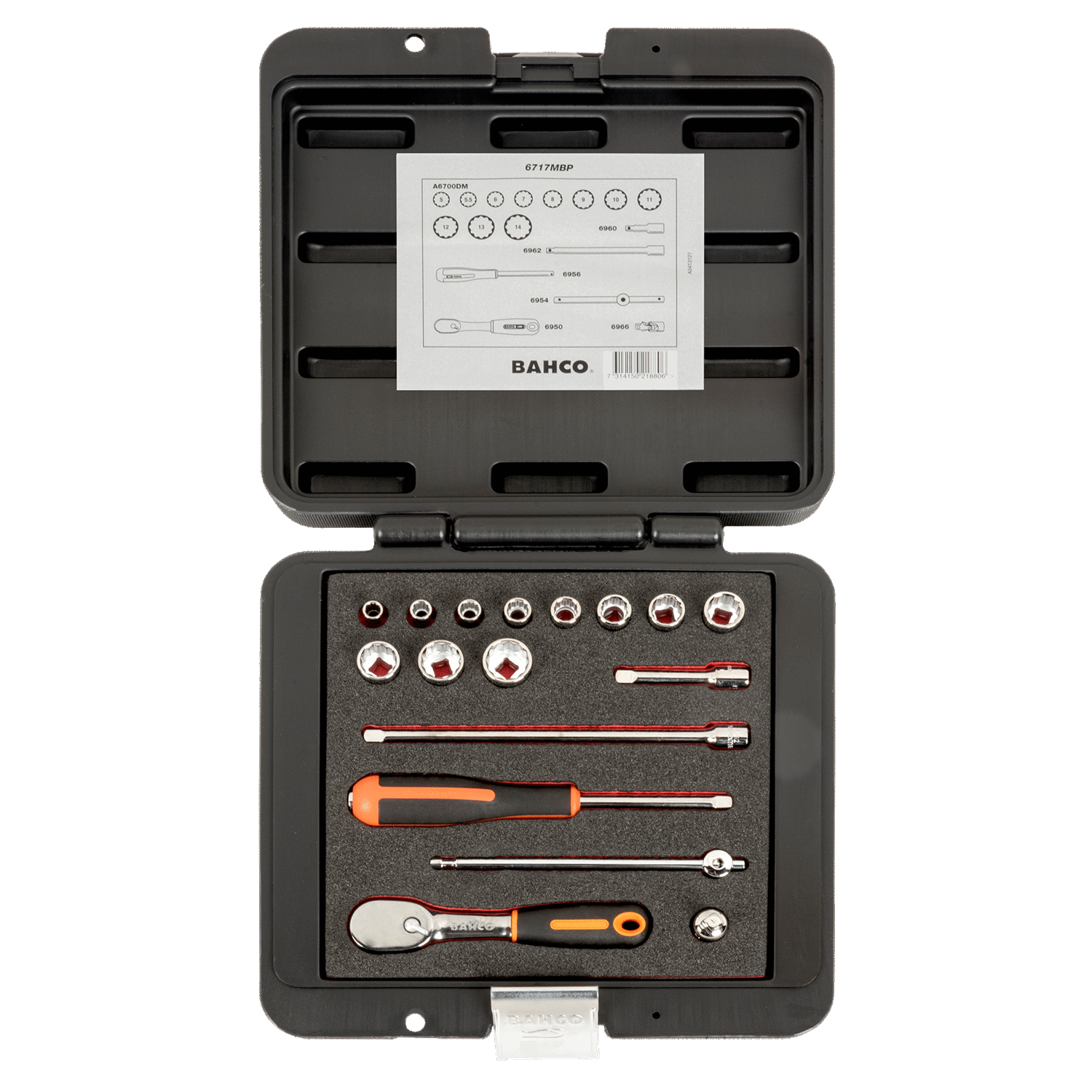 BAHCO 6717MBP 1/4” Square Drive Socket Set Pear Head Ratchet - Premium Socket Set from BAHCO - Shop now at Yew Aik.