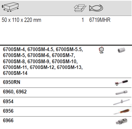 BAHCO 6719MHR 1/4” Square Drive Socket Set Round Head Ratchet - Premium Socket Set from BAHCO - Shop now at Yew Aik.