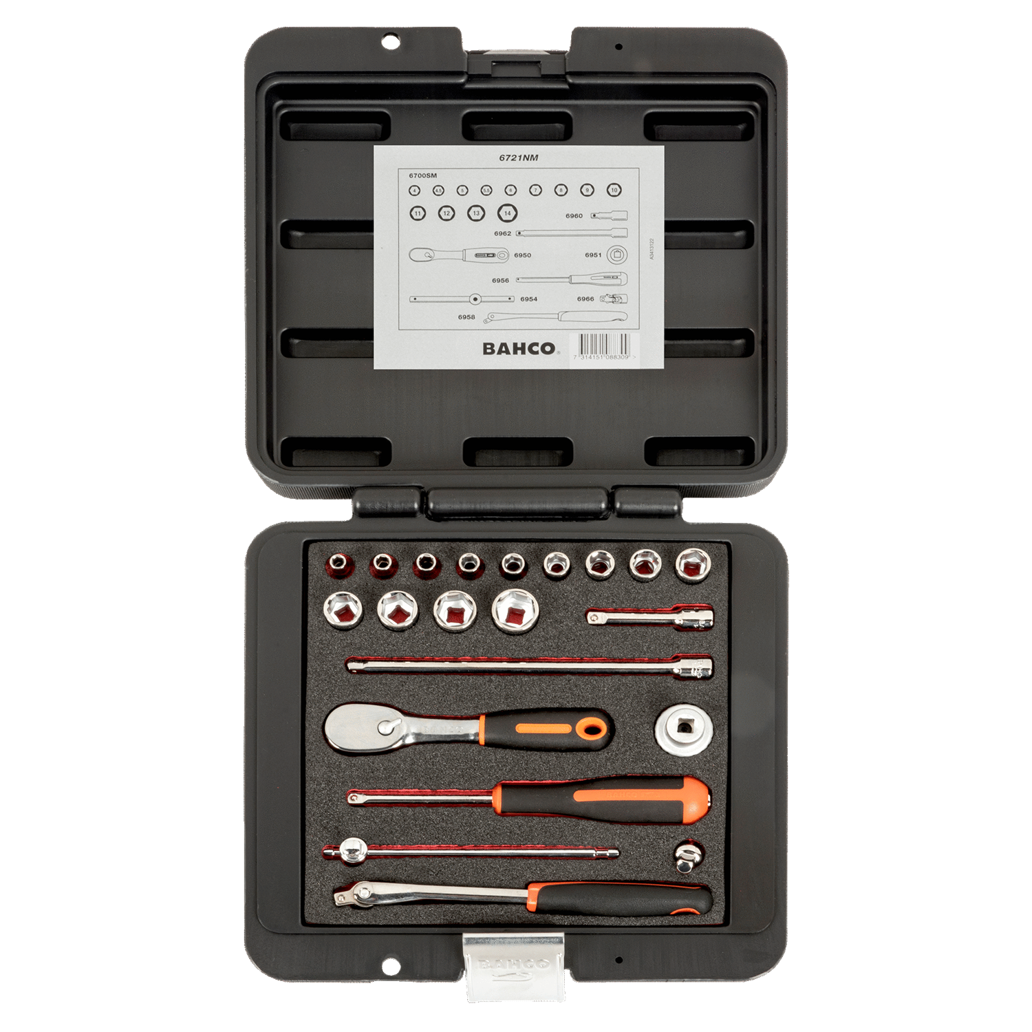 BAHCO 6721NM 1/4” Square Drive Socket Set Metric Hex/Adaptor - Premium Socket Set from BAHCO - Shop now at Yew Aik.