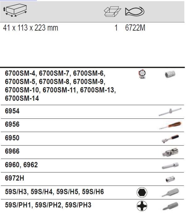 BAHCO 6722M 1/4” Square Drive Socket Set Metric Hex/Extension - Premium Socket Set from BAHCO - Shop now at Yew Aik.