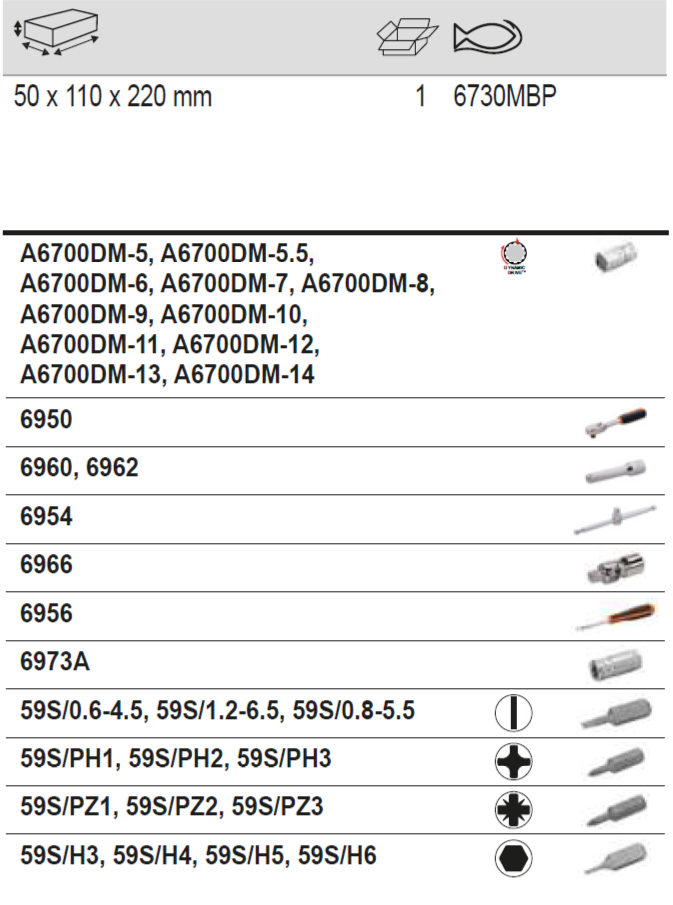 BAHCO 6730MBP 1/4” Square Drive Socket Set With Metric Bi-Hex - Premium Socket Set from BAHCO - Shop now at Yew Aik.