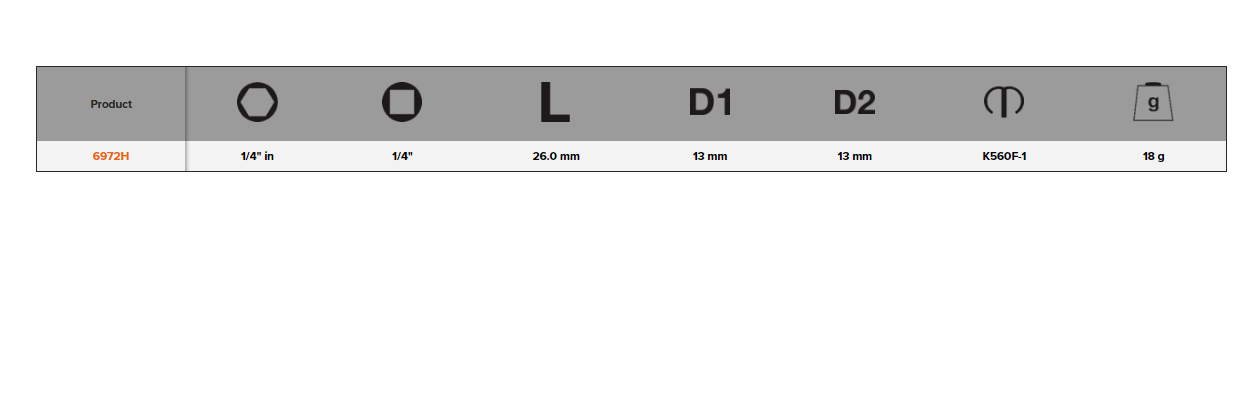 BAHCO 6972H 1/4” Square Drive Adaptors for hex Screwdriver Bit - Premium Screwdriver Bit from BAHCO - Shop now at Yew Aik.