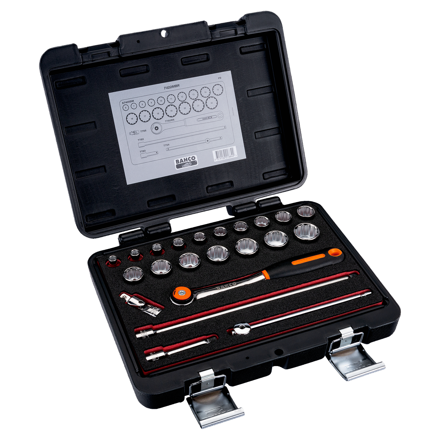 BAHCO 7422MBR 3/8” Square Drive Socket Set Round Head Ratchet - Premium Socket Set from BAHCO - Shop now at Yew Aik.