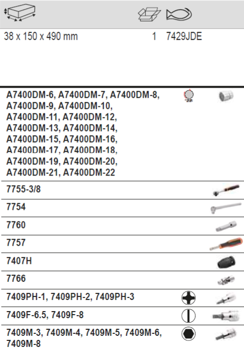 BAHCO 7429JDE 3/8” Square Drive Socket Set Wobbler Extension - Premium Socket Set from BAHCO - Shop now at Yew Aik.