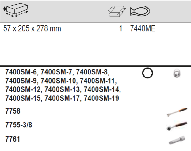 BAHCO 7440ME 3/8” Square Drive Socket Set Breaking Bar - Premium Socket Set from BAHCO - Shop now at Yew Aik.