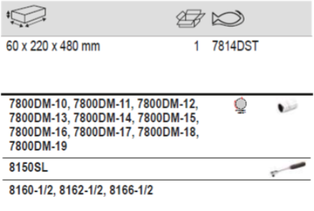 BAHCO 7814DST 1/2” Square Drive Socket Set Polyester Textile - Premium Socket Set from BAHCO - Shop now at Yew Aik.