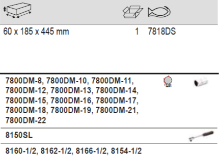 BAHCO 7818DS 1/2” Square Drive Socket Set T-Handle Metal Case - Premium Socket Set from BAHCO - Shop now at Yew Aik.