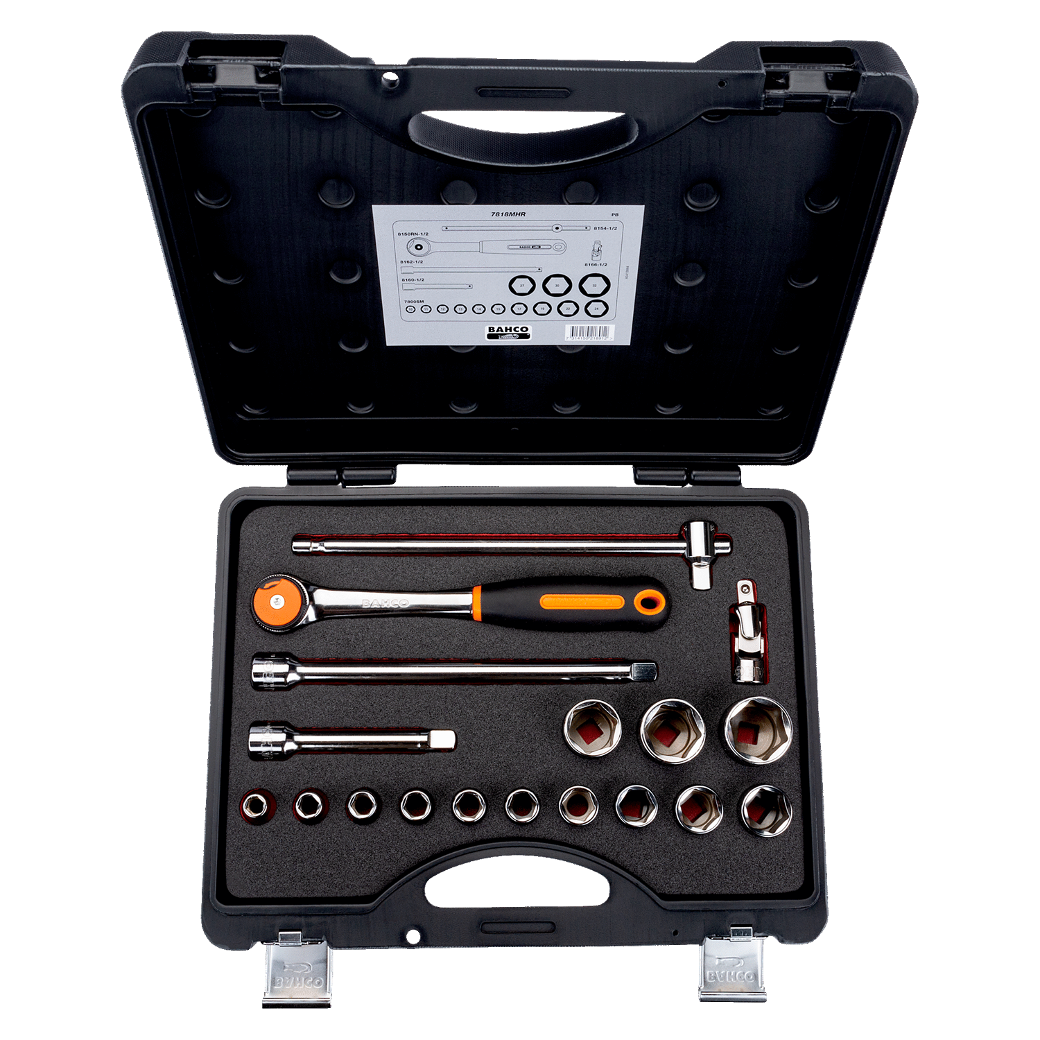 BAHCO 7818MHR 1/2” Square Drive Socket Set Round Head Ratchet - Premium Socket Set from BAHCO - Shop now at Yew Aik.