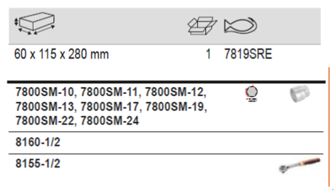 BAHCO 7819SRE 1/2” Square Drive Socket Set With Extension Bar - Premium Socket Set from BAHCO - Shop now at Yew Aik.