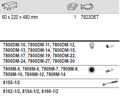 BAHCO 7823DET 1/2” Square Drive Socket Set and Bit Driver - Premium Socket Set from BAHCO - Shop now at Yew Aik.