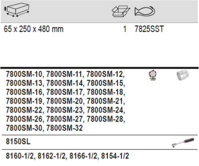BAHCO 7825SST 1/2” Square Drive Socket Set With Universal Joint - Premium Socket Set from BAHCO - Shop now at Yew Aik.