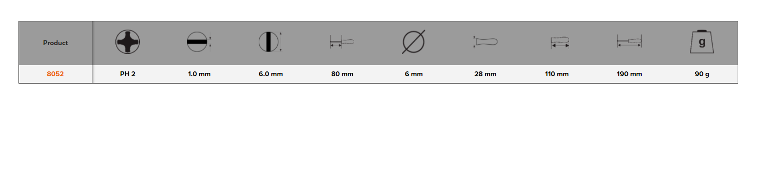 BAHCO 8052 Phillips Screwdriver with Plastic Handle 1 mm/PH2 - Premium Screwdriver from BAHCO - Shop now at Yew Aik.