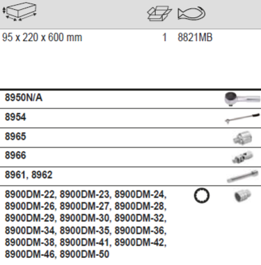 BAHCO 8821MB 3/4 Square Drive Socket Set Metric Bi-Hex Profile - Premium Socket Set from BAHCO - Shop now at Yew Aik.