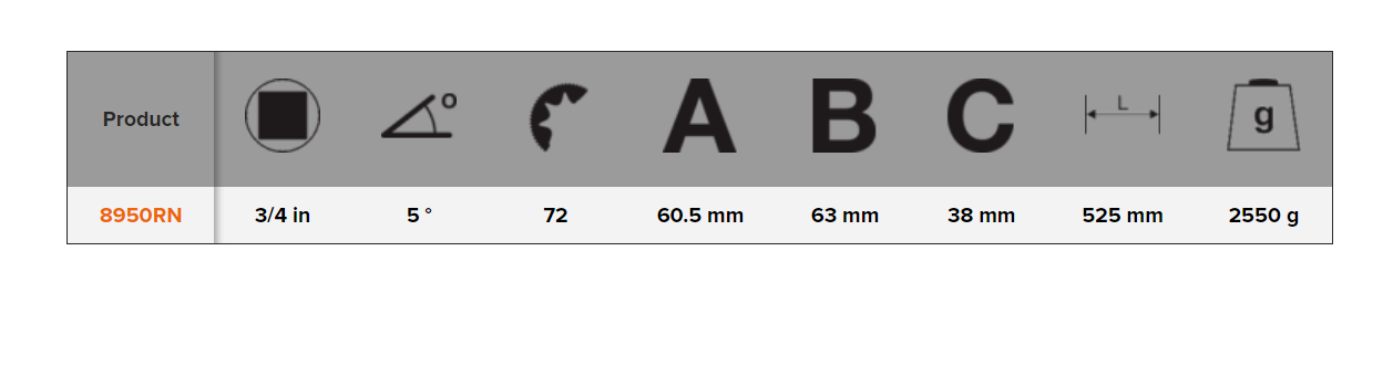 BAHCO 8950N 3/4" Round Head Reversible Ratchet with 72 Teeth - Premium Reversible Ratchet from BAHCO - Shop now at Yew Aik.