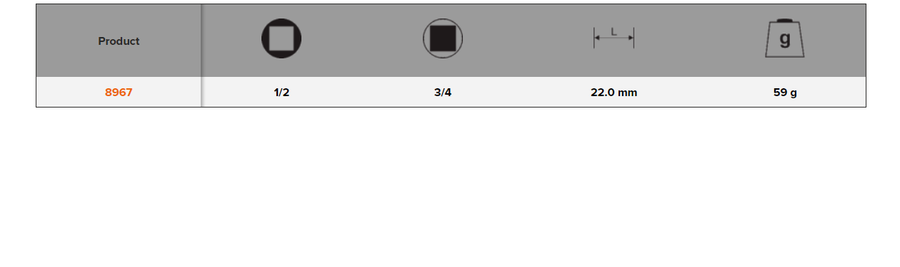 BAHCO 8967 1/2" Square Drive 3/4" Socket Adaptor Increasing Flat - Premium Socket Adaptor Increasing Flat from BAHCO - Shop now at Yew Aik.