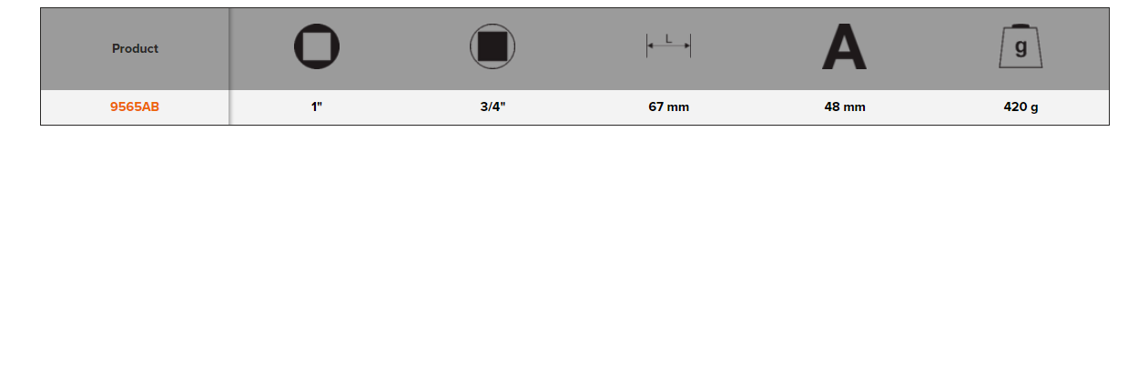 BAHCO 9565AB 1" Square Drive to 3/4" Socket Decreasing Adaptor - Premium Socket Decreasing Adaptor from BAHCO - Shop now at Yew Aik.