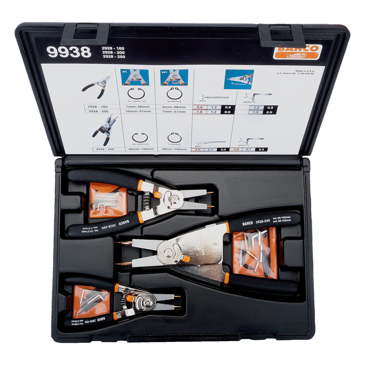 BAHCO 9938 Resettable Circlip Plier Set - 3 Pcs (BAHCO Tools) - Premium Circlip Plier Set from BAHCO - Shop now at Yew Aik.