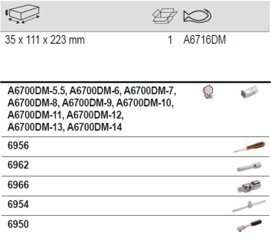 BAHCO A6716DM 1/4” Square Drive Socket Set Pear Head Ratchet - Premium Socket Set from BAHCO - Shop now at Yew Aik.