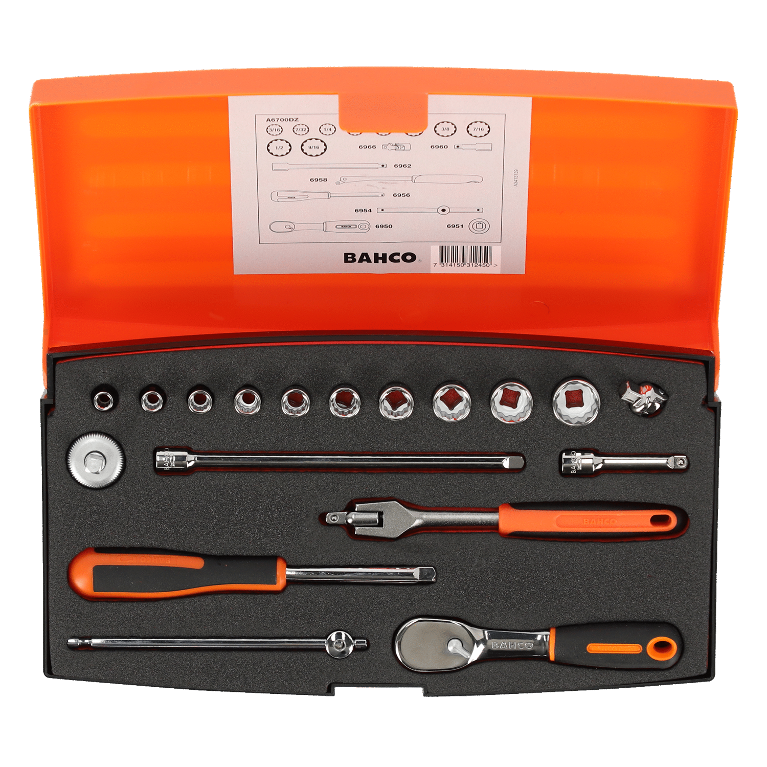 BAHCO A6718DZ 1/4” Socket Set With Imperial Bi-Hex - 18 Pcs - Premium Socket Set from BAHCO - Shop now at Yew Aik.