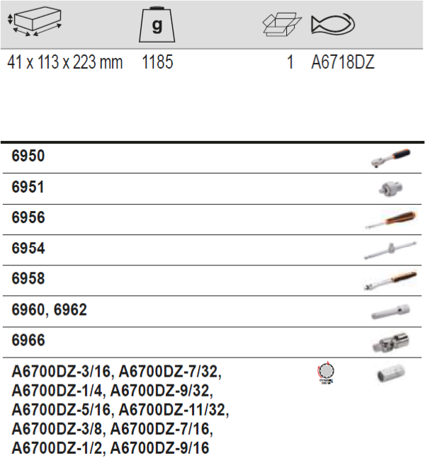 BAHCO A6718DZ 1/4” Socket Set With Imperial Bi-Hex - 18 Pcs - Premium Socket Set from BAHCO - Shop now at Yew Aik.