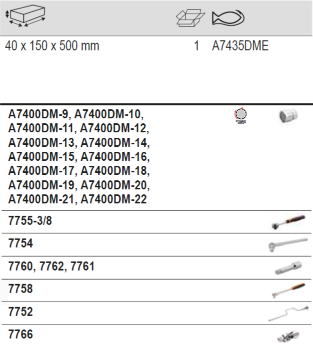 BAHCO A7435DME 3/8” Square Drive Socket Set With Extension - Premium Socket Set from BAHCO - Shop now at Yew Aik.