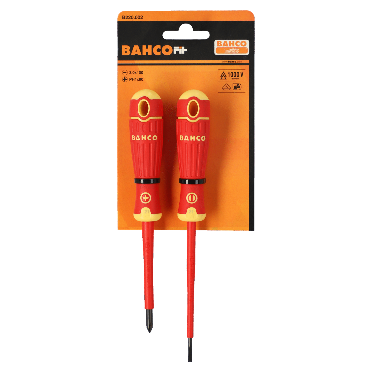 BAHCO B220.002 BahcoFit VDE Slotted/Phillips Screwdriver Set - Premium Screwdriver Set from BAHCO - Shop now at Yew Aik.