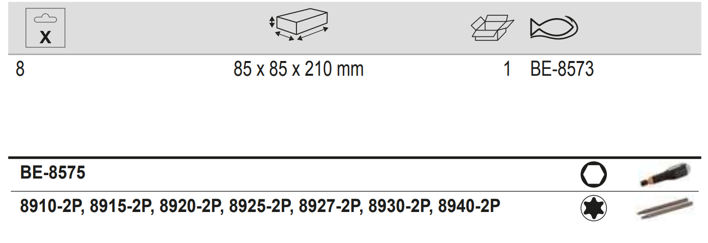 BAHCO BE-8573 ERGO Screwdriver Blade Set with Rubber Grip - 8 Pcs - Premium Screwdriver Blade Set from BAHCO - Shop now at Yew Aik.