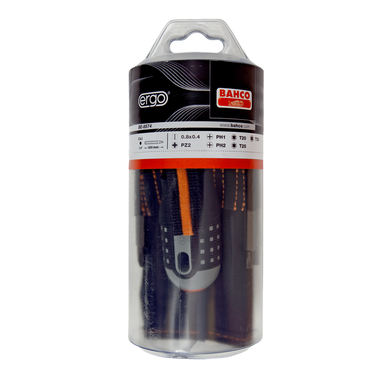 BAHCO BE-8574 ERGO Screwdriver Blade Set with Rubber Grip - 8 Pcs - Premium Screwdriver Blade Set from BAHCO - Shop now at Yew Aik.