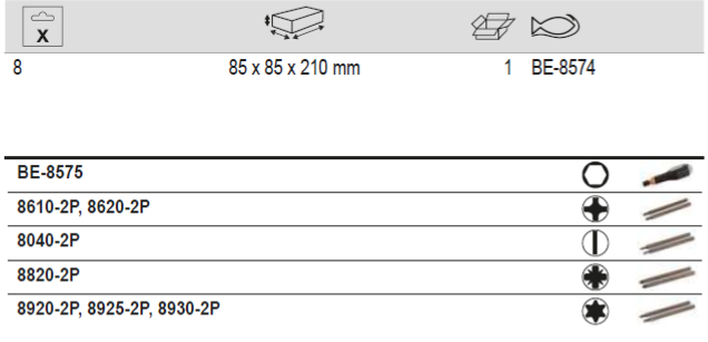 BAHCO BE-8574 ERGO Screwdriver Blade Set with Rubber Grip - 8 Pcs - Premium Screwdriver Blade Set from BAHCO - Shop now at Yew Aik.